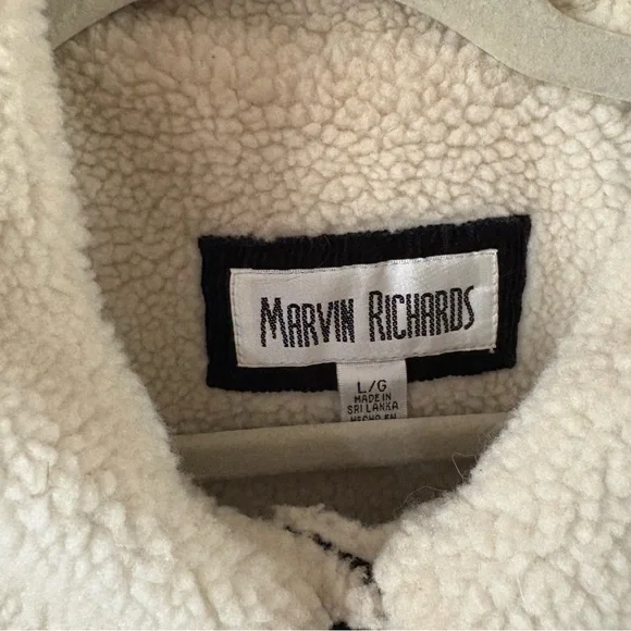 Vintage 90s black corduroy sherpa trimmed jacket fall winter large indie grunge - Picture 4 of 5